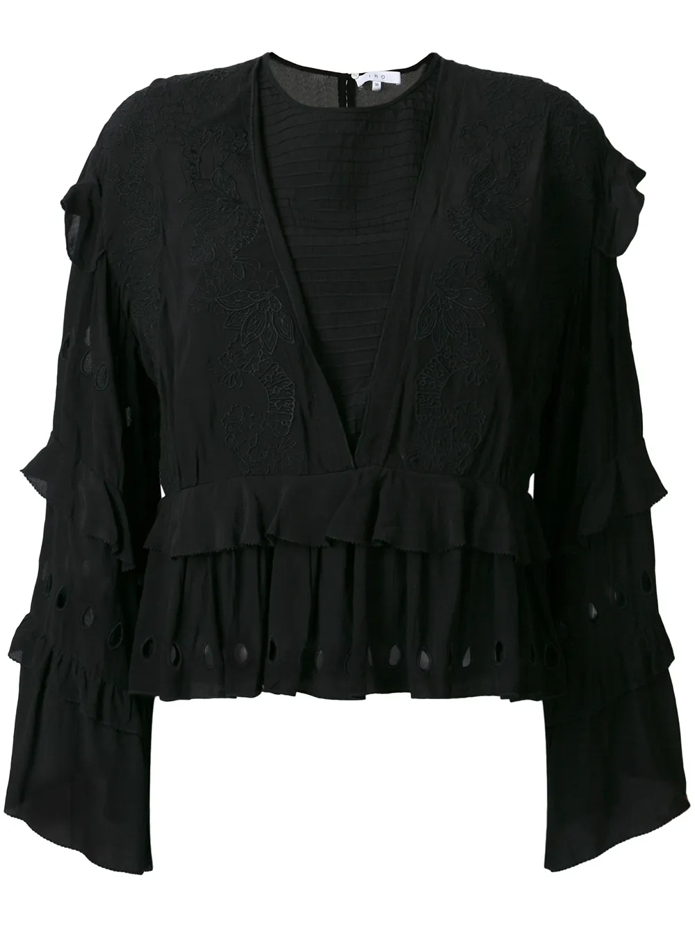 IRO Blusa ricamata con ruches - Nero