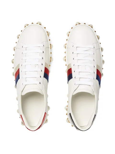 gucci ace embellished leather sneakers