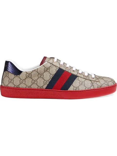 Click to view more detailed imagery on our partner's website Gucci Low-top Sneakers Gg Supreme Calfskin Logo Beige