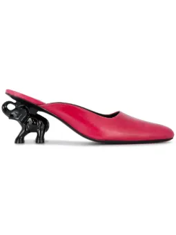 Pink Elephant Heel Backless Pumps