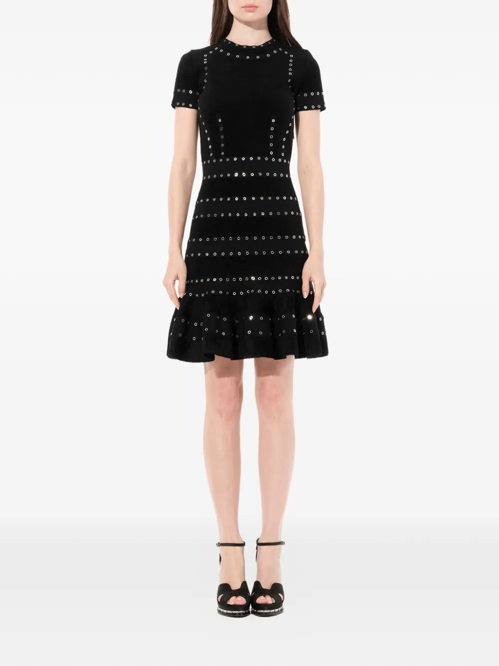 Alexander McQueen eyelet embellished dress Zwart