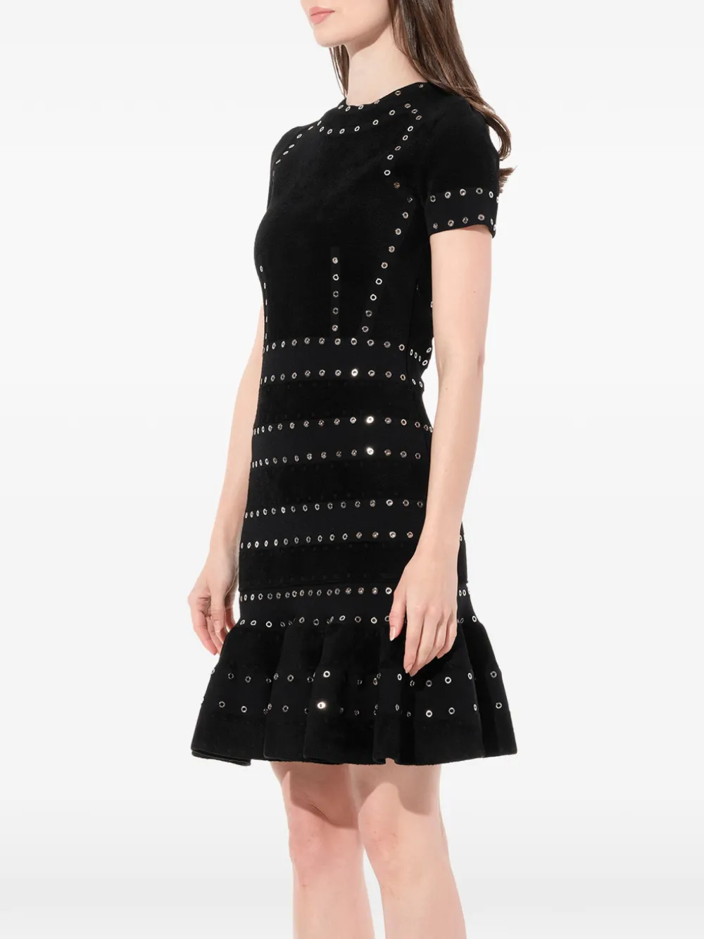 Alexander McQueen eyelet embellished dress Zwart
