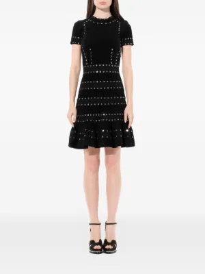 decorated mini dress in black by mcq alexander mcqueen MCQ ALEXANDER MCQUEEN Embroidered Cotton-Jersey Mini Dress