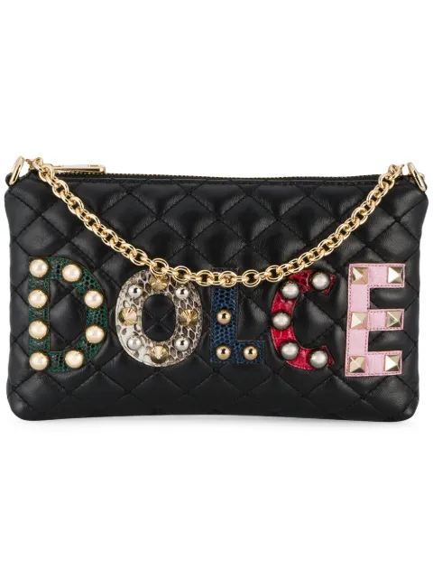 DOLCE & GABBANA DOLCE & GABBANA APPLIQUÉ LOGO QUILTED BAG - BLACK,BI0933AI48912313257