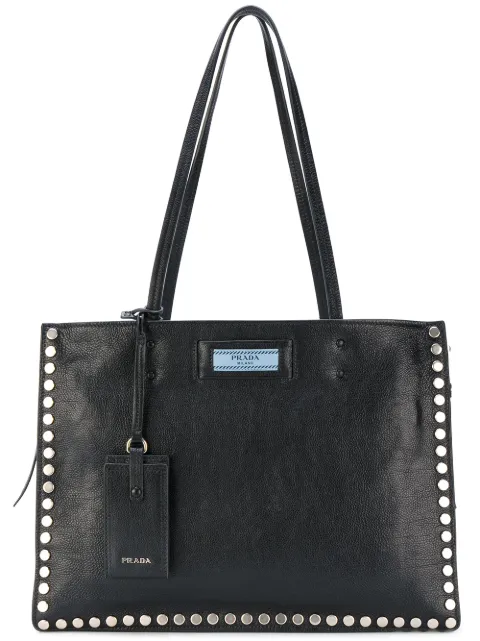 Prada Etiquette Studded Tote Bag In Black Modesens Prada Etiquette Studded Tote Bag In Black