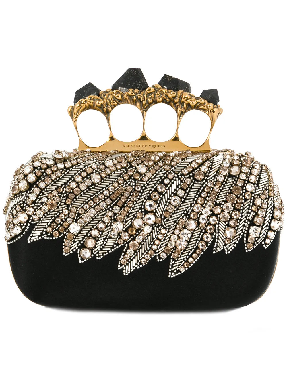 Alexander McQueen knuckle embroidered satin clutch | Black | Image 1