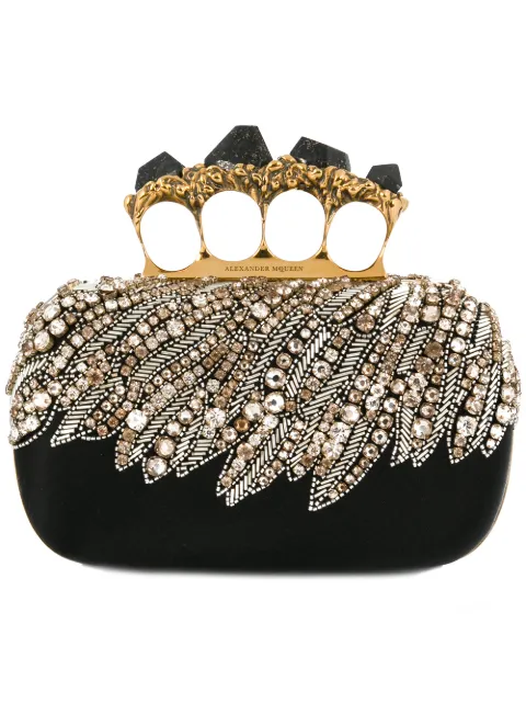 Alexander McQueen knuckle embroidered satin clutch