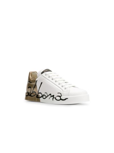 dolce gabbana white gold sneakers