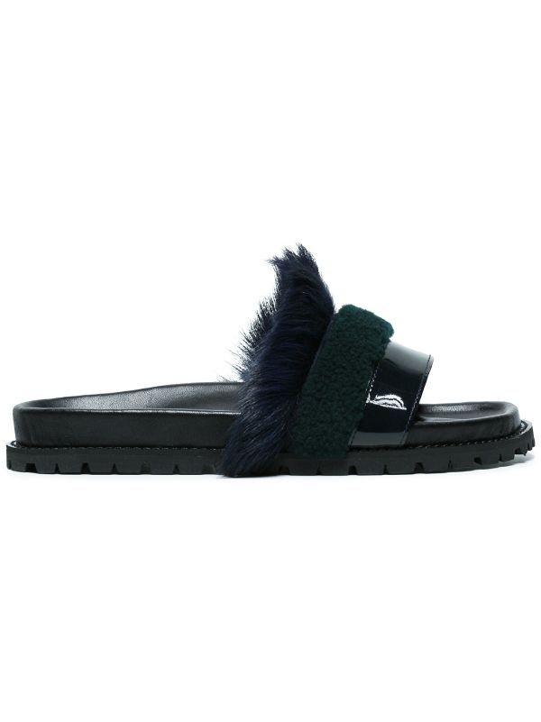 black slippers with fur