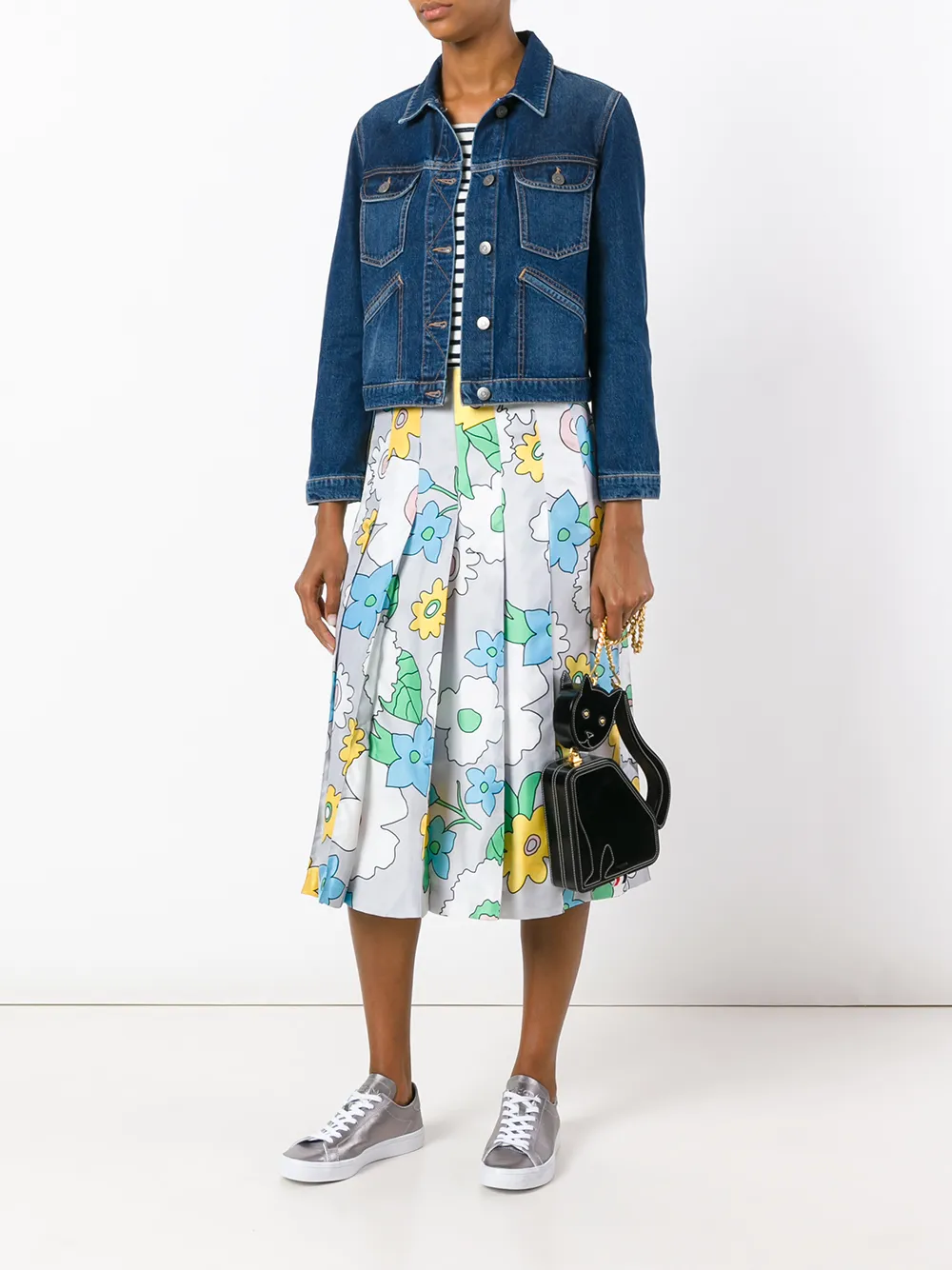 Thom Browne Cat Bag With Chain Shoulder Strap In Calf Leather Zwart