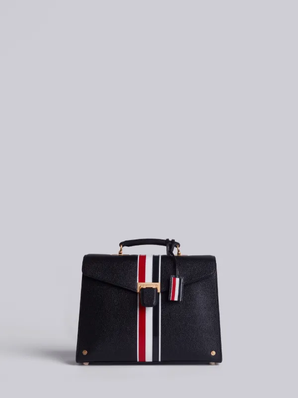 Unstructured Mrs Thom With Red, White And Blue Vertical Stripe In Pebble Grain Calf Leather
