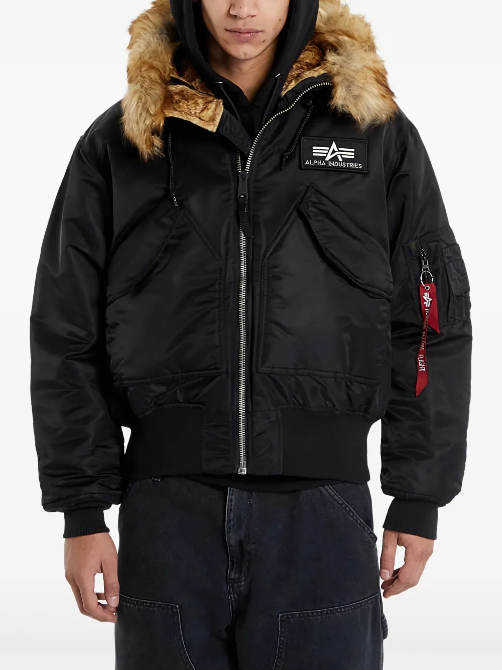 faux fur-trim bomber jacket