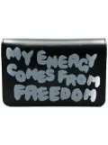 Comme Des Garçons Wallet slogan print flap wallet - Black