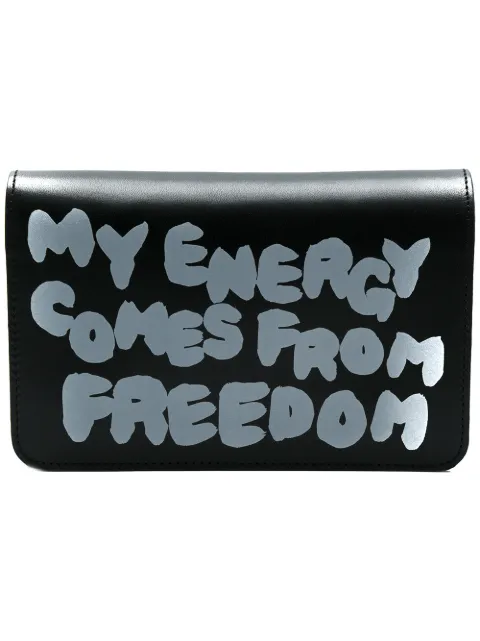 Comme Des Garçons Wallet slogan print flap wallet