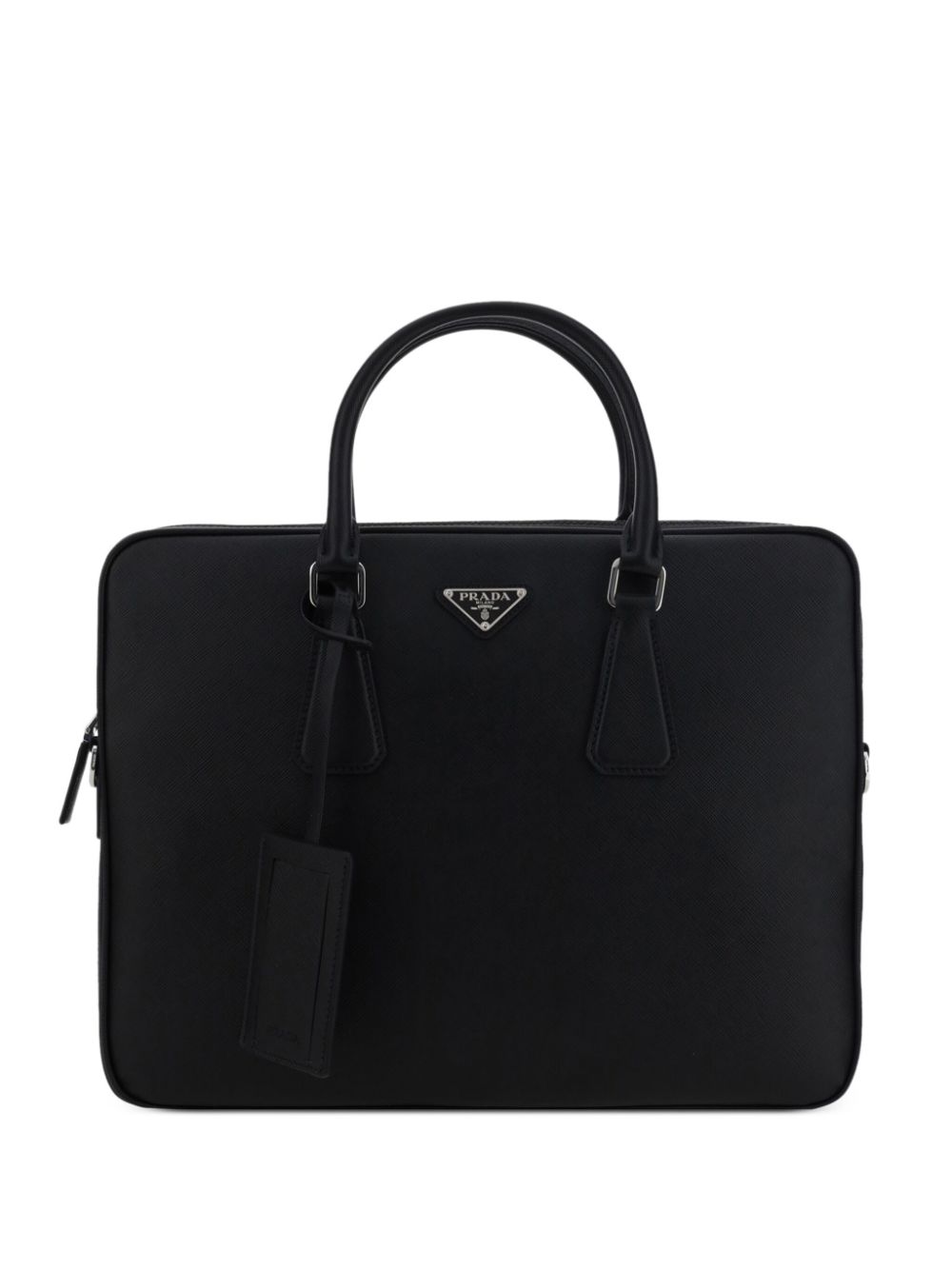 Prada triangle-logo leather briefcase - Black