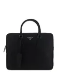 Prada triangle-logo leather briefcase - Black