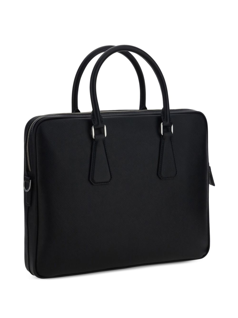 Prada triangle-logo leather briefcase - Black