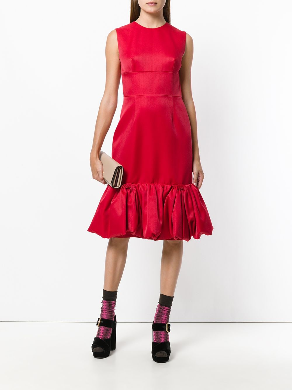 Prada tulip shape gathered detail dress - Rood