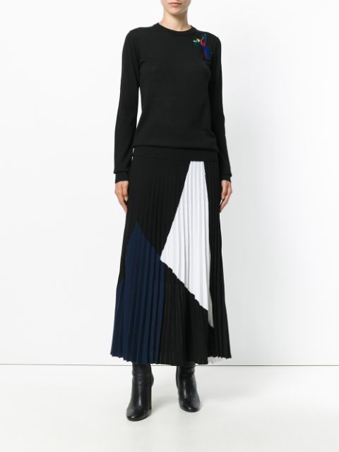 PROENZA SCHOULER Pleated Colorblocked Midi-Skirt in Black | ModeSens