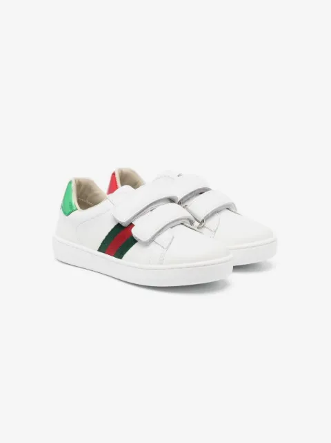 Gucci Kids Toddler leather trainers with Web