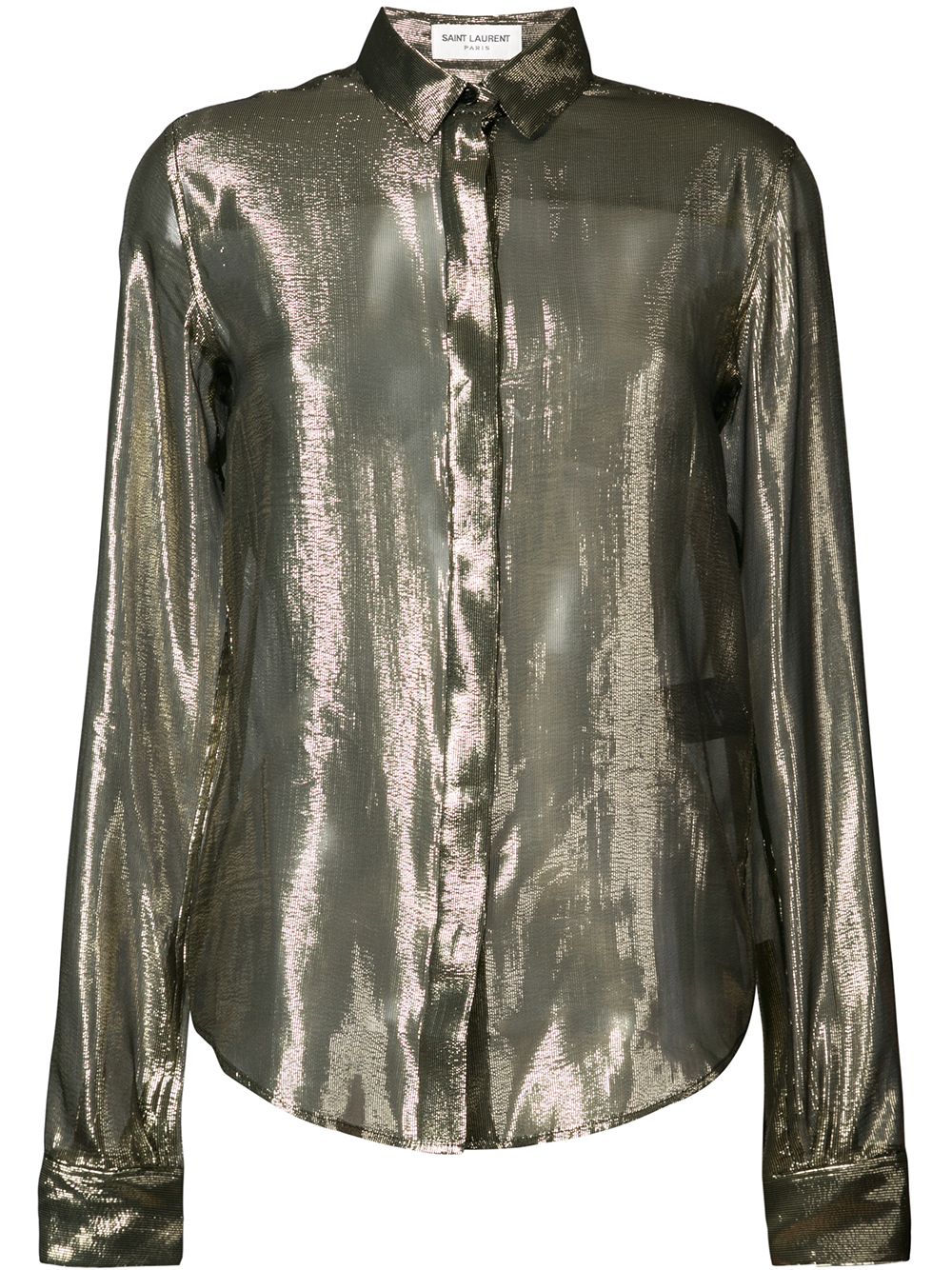 фото Saint Laurent прозрачная блузка с эффектом металлик
