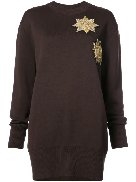 Vera Wang metallic patches loose-fit jumper