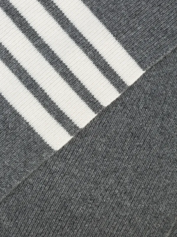 Thom Browne フルニードル リブスカーフ ホワイト4BAR カシミア