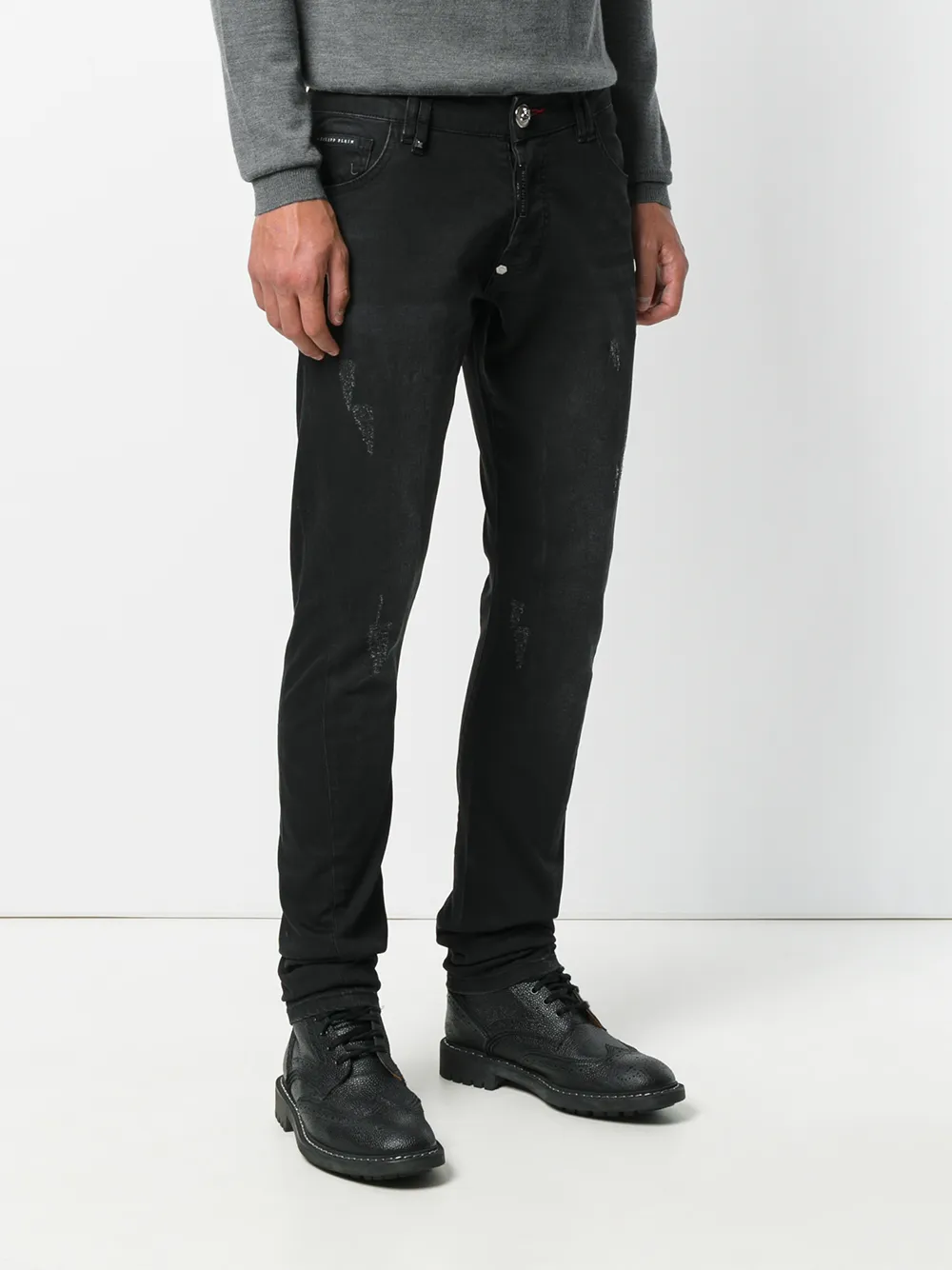 Philipp Plein distressed slim fit jeans 02PA NERO