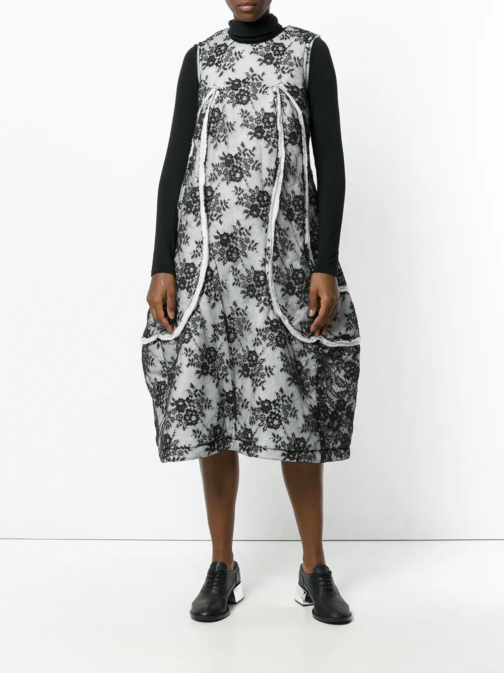 Comme Des Garçons floral flared dress - Grijs