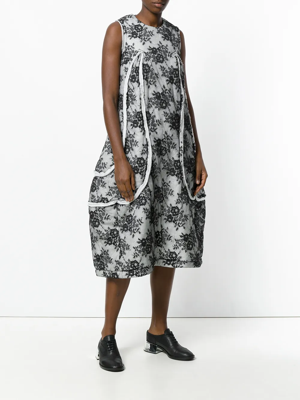 Comme Des Garçons floral flared dress Grijs