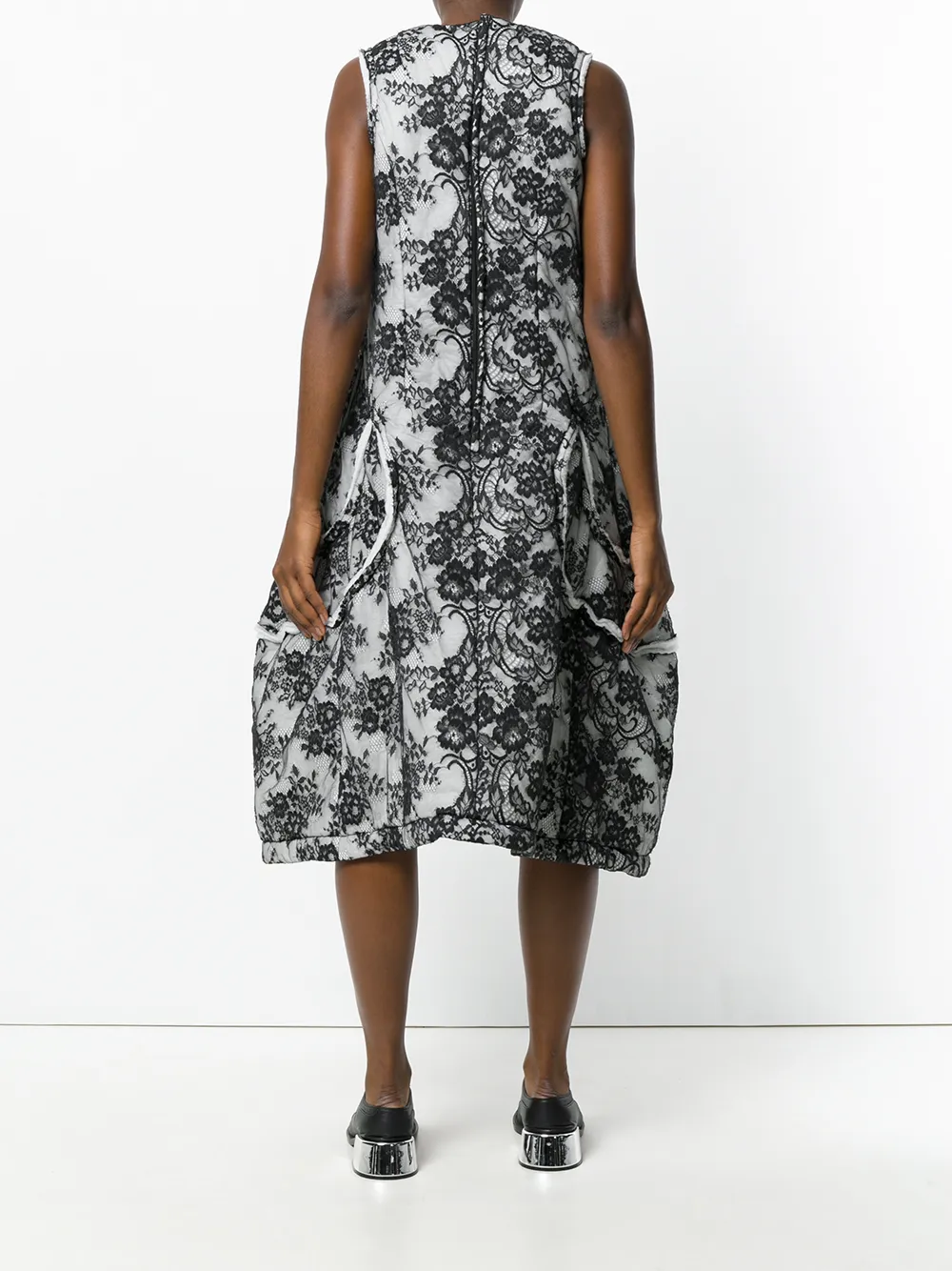 Comme Des Garçons floral flared dress Grijs