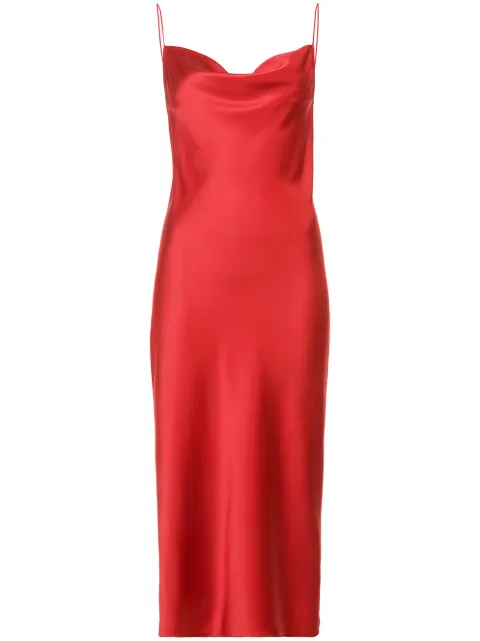 Click to view more detailed imagery on our partner's website Fleur Du Mal Cowl Neck Silk Slip Dress In Red