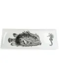 Fornasetti Pufferish & Seahorse plate - White