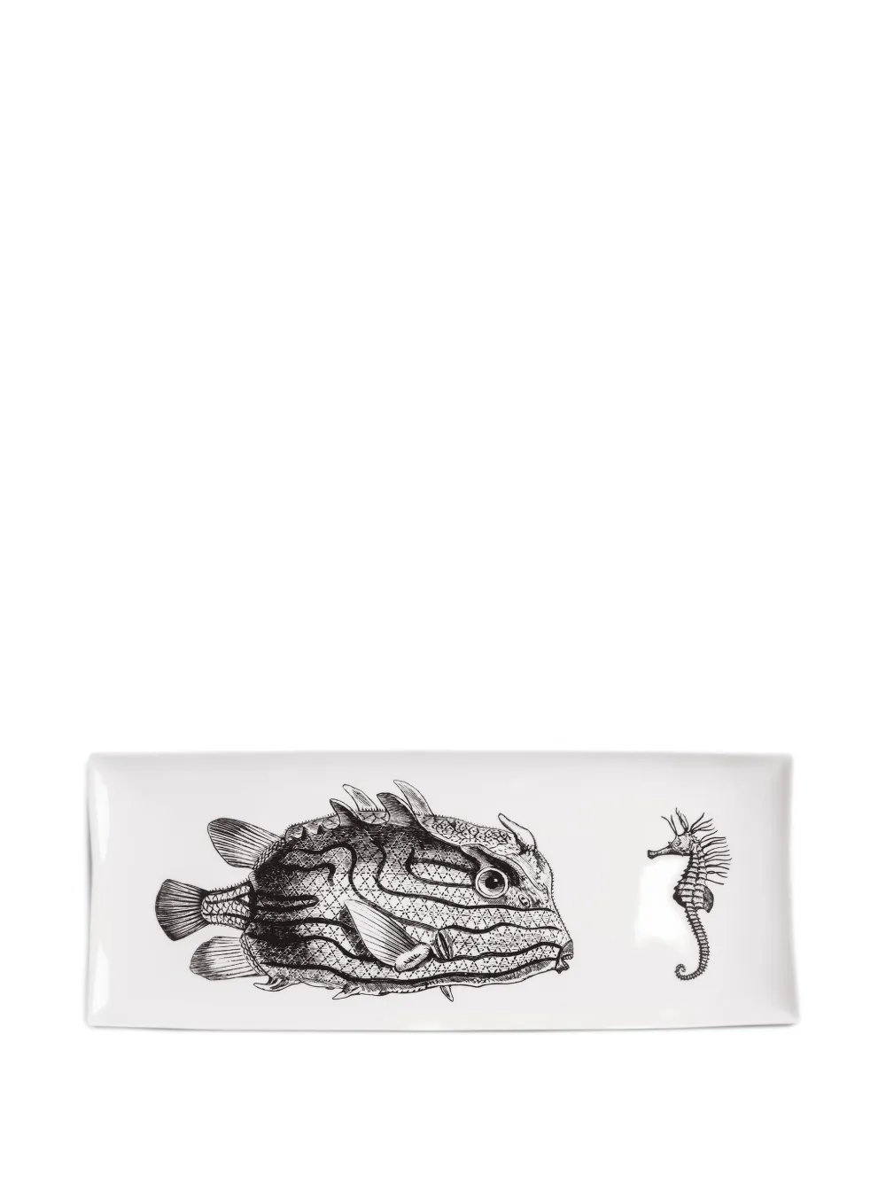 Fornasetti Pufferish & Seahorse plate | White | Image 1