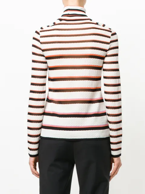 women's striped polo neck top