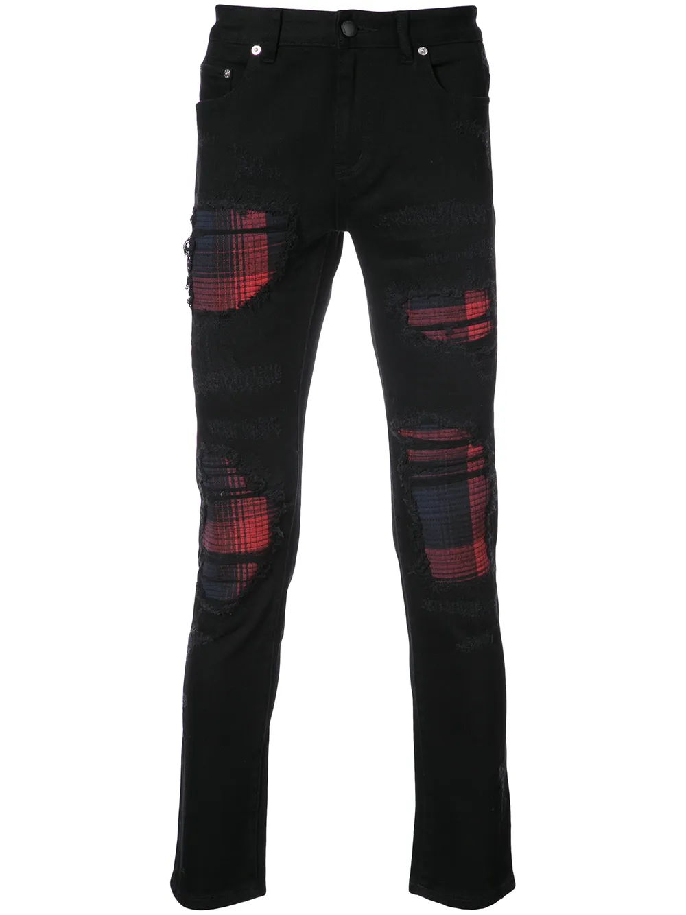 God's Masterful Children checked detail skinny jeans | Black | Image 1