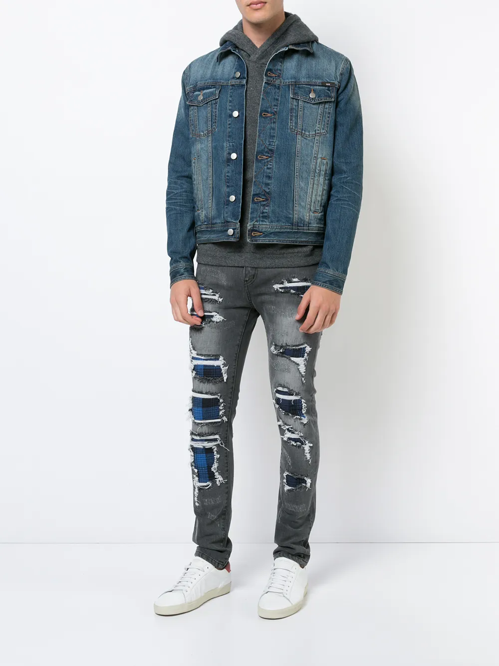God's Masterful Children Strati geruite jeans met ruitjespatroon - Grijs