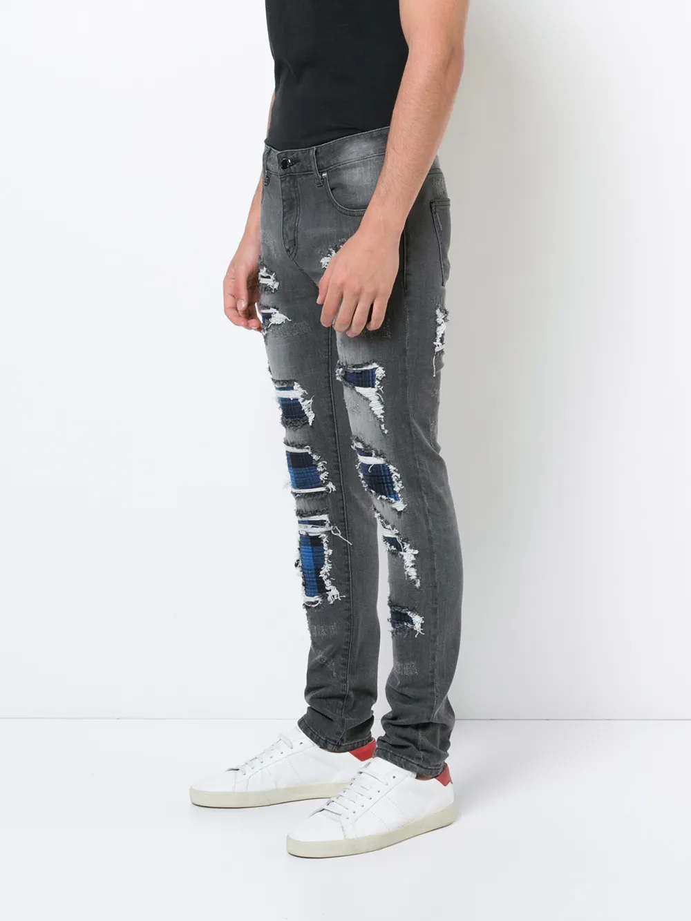 God's Masterful Children Strati geruite jeans met ruitjespatroon Grijs