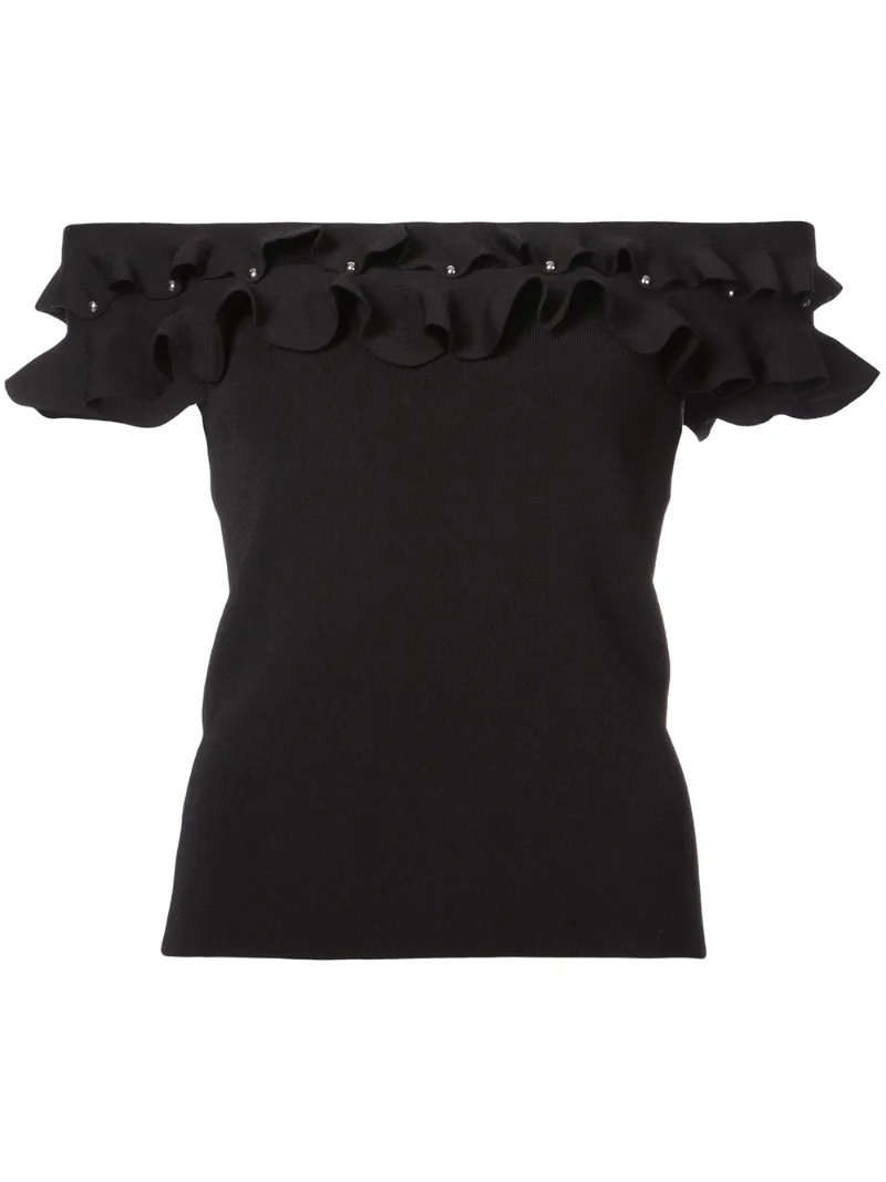 ruffled off shoulder midi dress Jonathan Simkhai