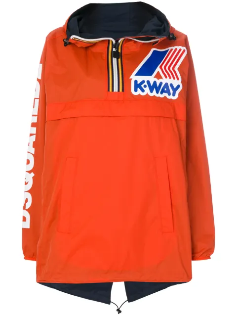 Click to view more detailed imagery on our partner's website Dsquared2 K-way Reversible Logo Nylon Rain Jacket In Navy,orange