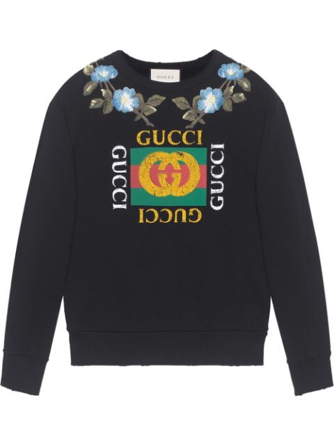 Gucci Cotton Sweatshirt With Gucci Logo And Flowers $1,650 - Buy AW17 ...
