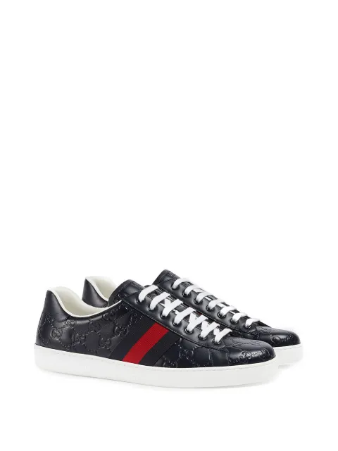 gucci ace signature leather sneaker