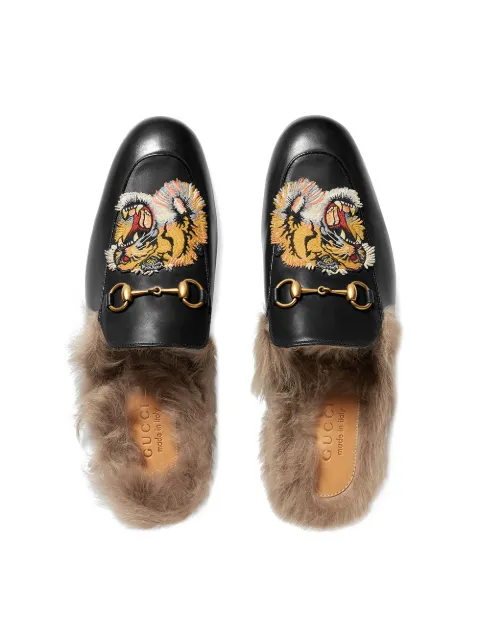 fur gucci princetown loafers
