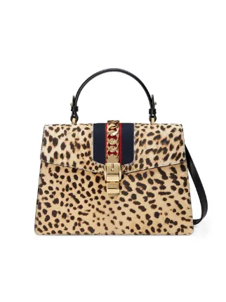 gucci sylvie leopard bag