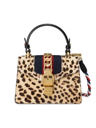 Gucci Leopard Sylvie Mini Pony Tote Bag Farfetch Gucci Leopard Sylvie Mini Pony Tote Bag