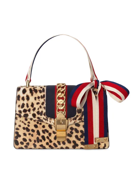 Gucci Sylvie Shoulder Bag With Leopard Print Farfetch Gucci Sylvie Shoulder Bag With Leopard Print Farfetch