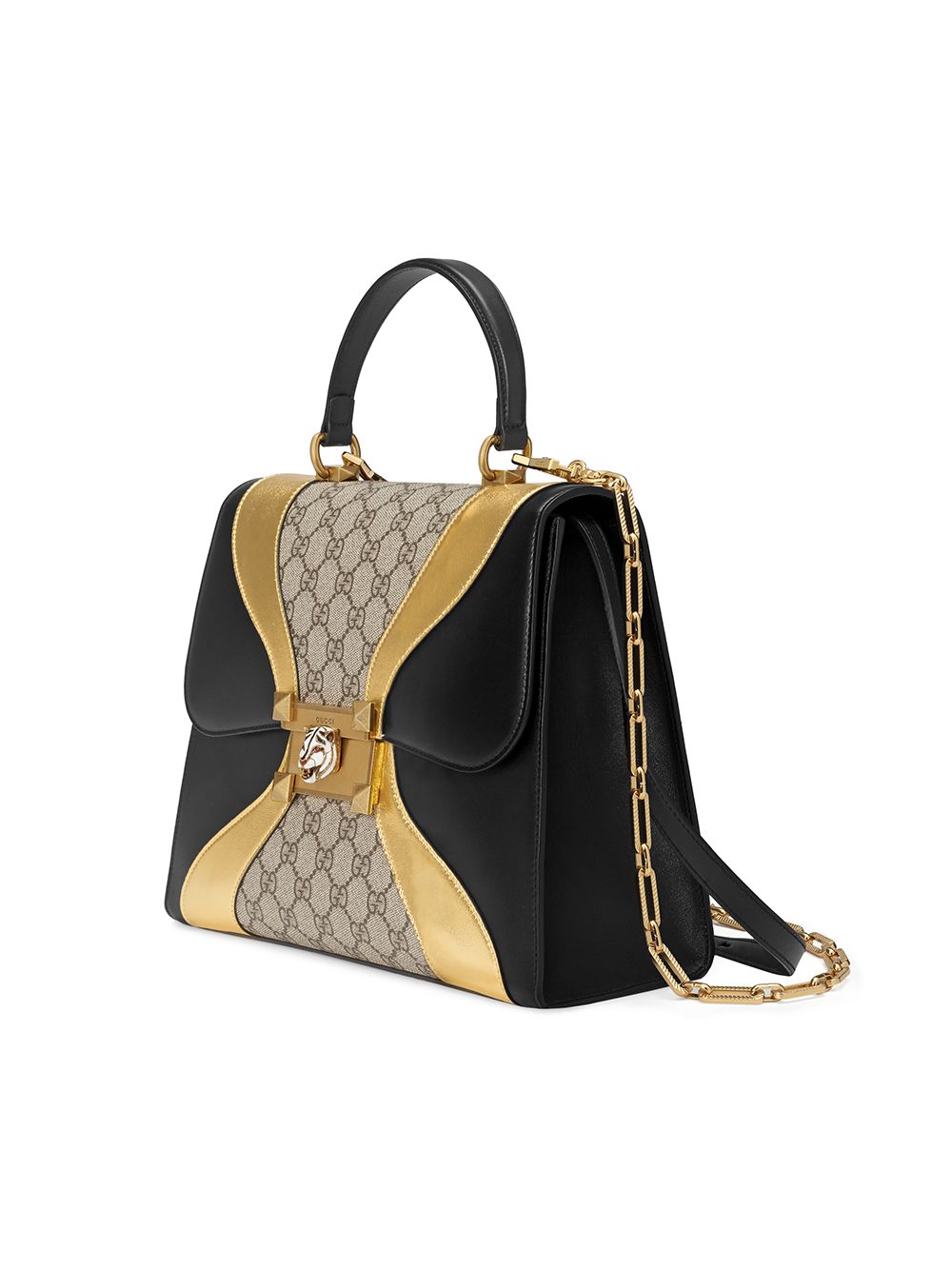 Gucci GG Supreme Monogram Osiride Top Handle Bag Black Gold - A World Of  Goods For You, LLC