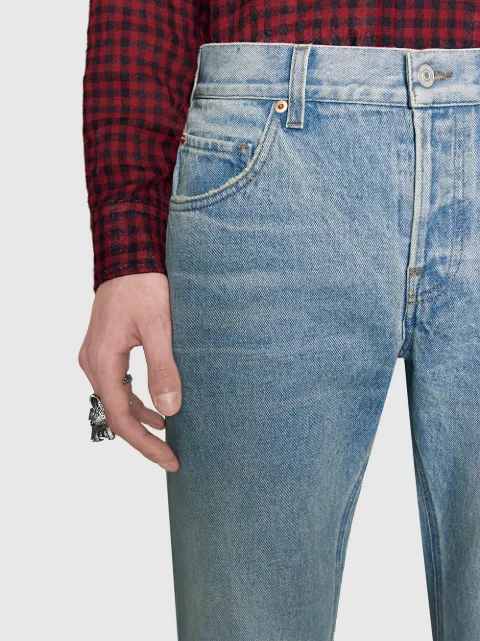 gucci tapered denim pant with web