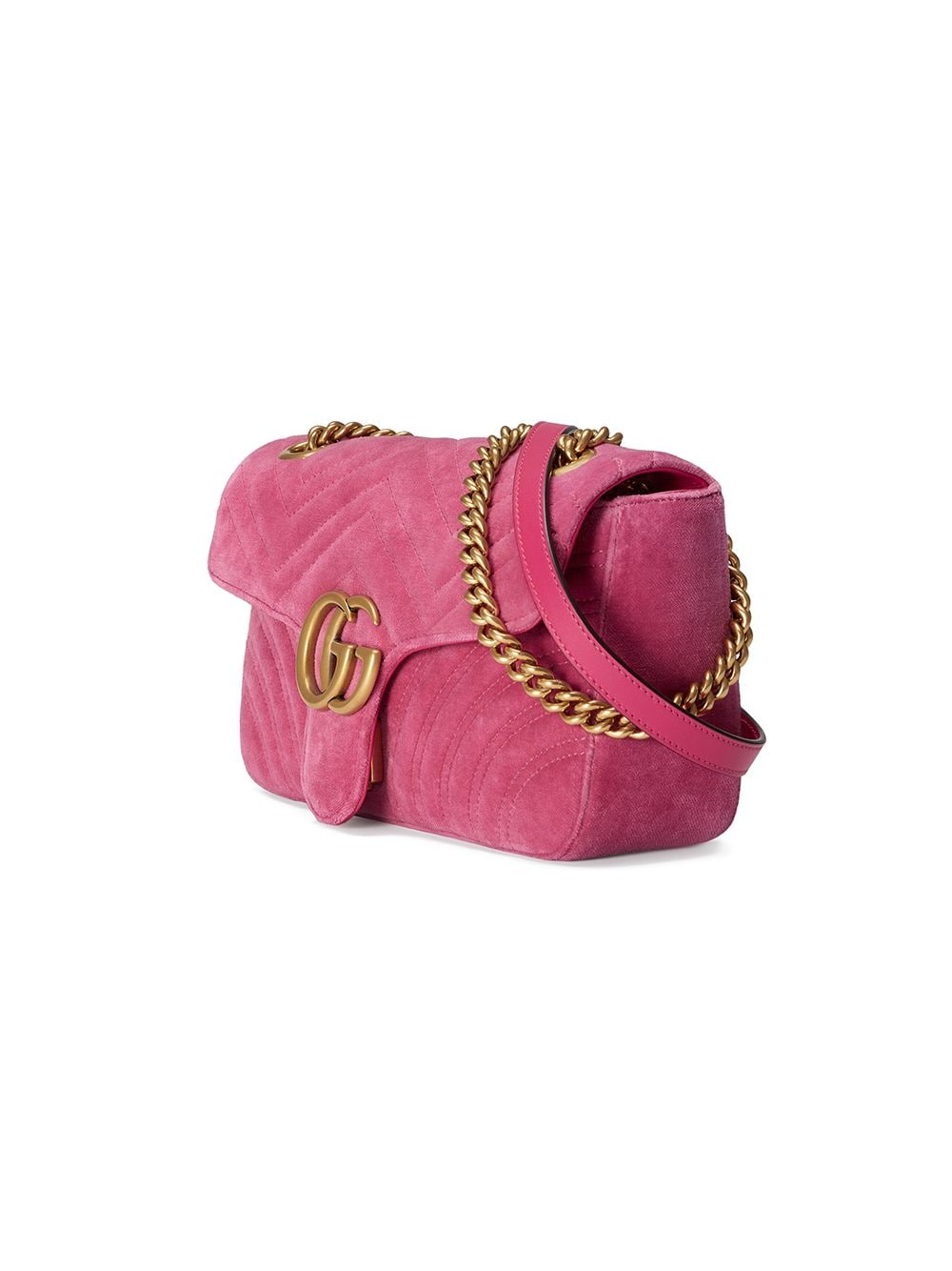 Gg marmont chain matelasse velvet handbag Gucci Pink in Velvet