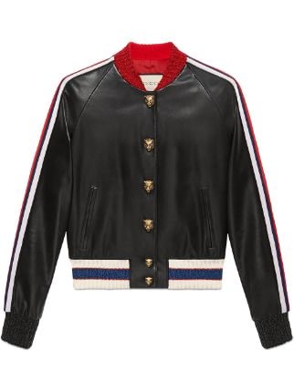 Gucci Embroidered Leather Bomber - Farfetch